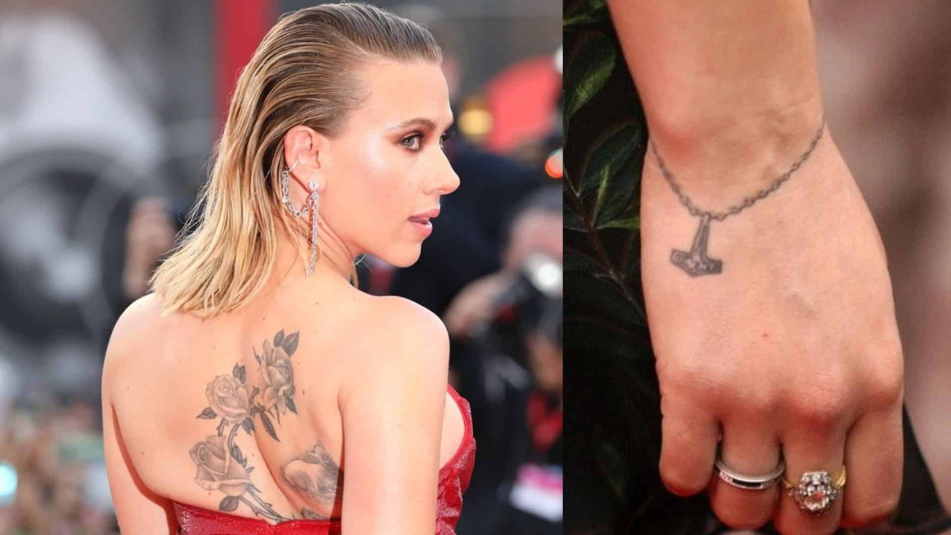 Scarlett Johansson with her tattoo bracelet